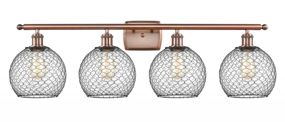 Farmhouse Chicken Wire - 4 Light - 38 inch - Antique Copper - Bath Vanity Light