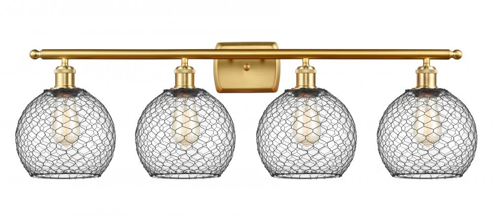 Farmhouse Chicken Wire - 4 Light - 38 inch - Satin Gold - Bath Vanity Light