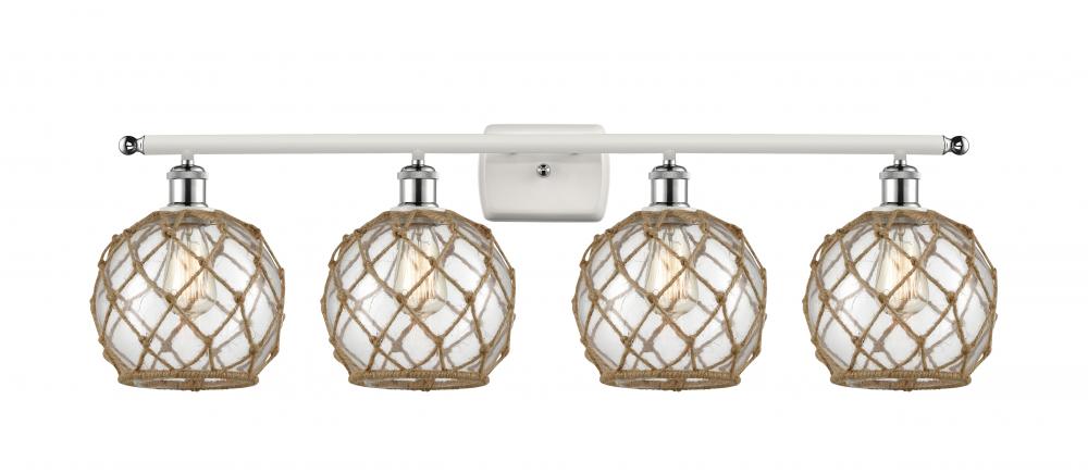 Farmhouse Rope - 4 Light - 38 inch - White Polished Chrome - Bath Vanity Light