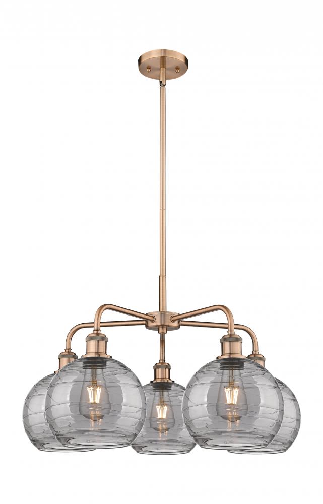 Athens Deco Swirl - 5 Light - 26 inch - Antique Copper - Chandelier