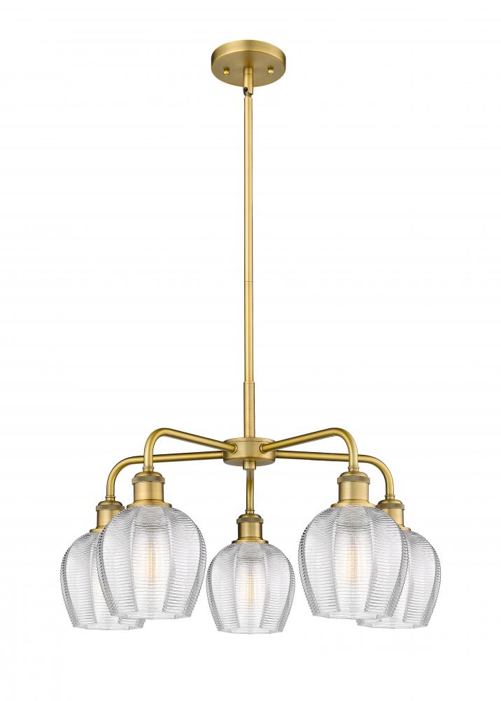 Norfolk - 5 Light - 24 inch - Brushed Brass - Chandelier