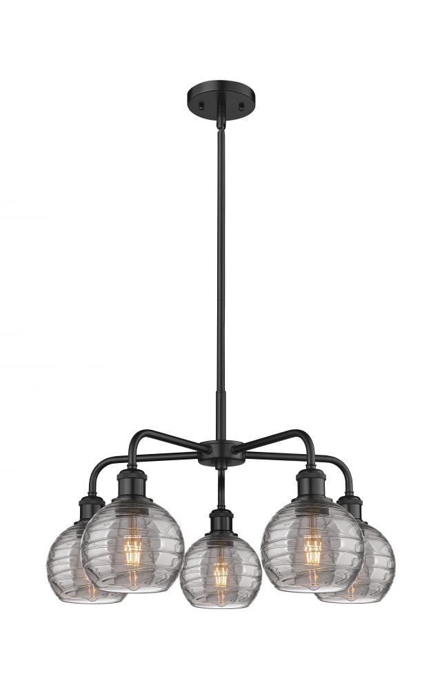 Athens Deco Swirl - 5 Light - 24 inch - Matte Black - Chandelier