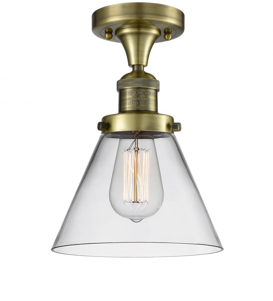 Cone - 1 Light - 8 inch - Antique Brass - Semi-Flush Mount