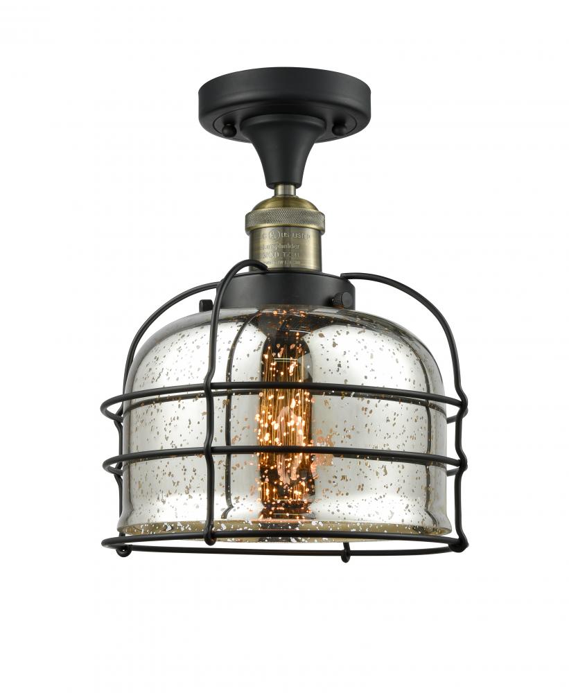 Bell Cage - 1 Light - 8 inch - Black Antique Brass - Semi-Flush Mount