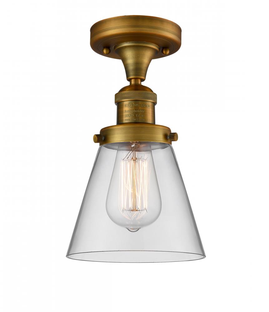 Cone - 1 Light - 7 inch - Brushed Brass - Semi-Flush Mount