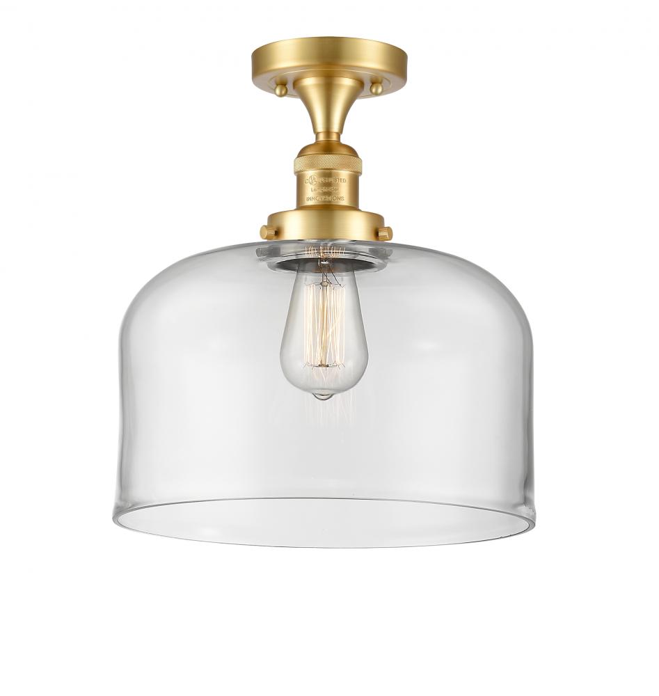 Bell - 1 Light - 12 inch - Satin Gold - Semi-Flush Mount