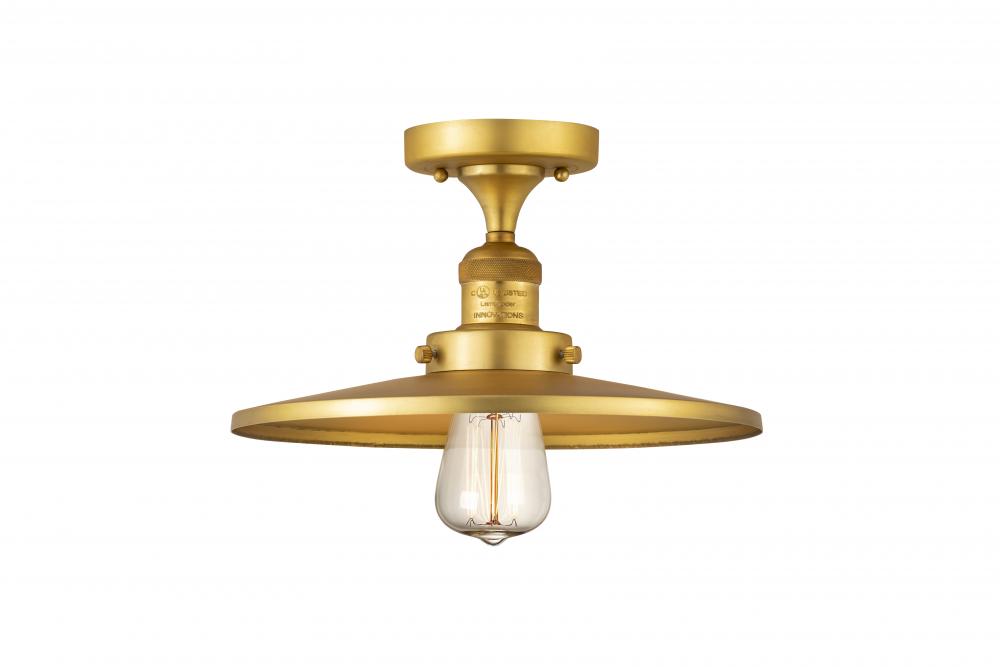 Railroad - 1 Light - 12 inch - Satin Gold - Semi-Flush Mount