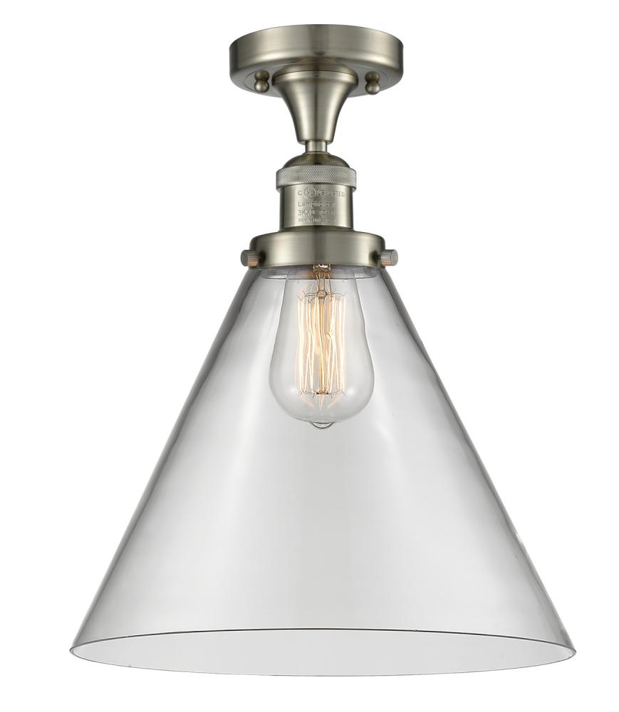 Cone - 1 Light - 12 inch - Brushed Satin Nickel - Semi-Flush Mount