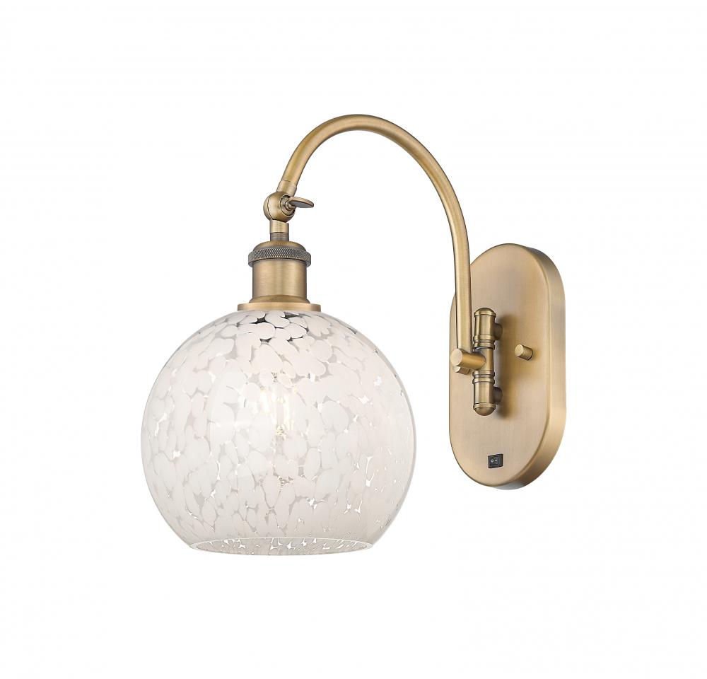 White Mouchette - 1 Light - 8 inch - Brushed Brass - Sconce