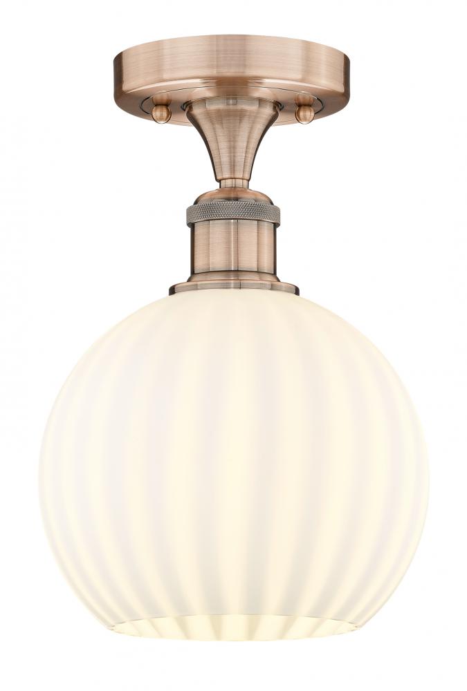 White Venetian - 1 Light - 8 inch - Antique Copper - Semi-Flush Mount