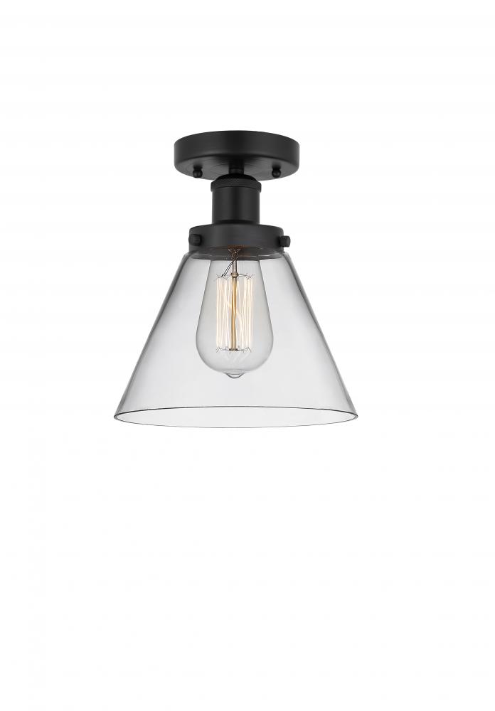 Cone - 1 Light - 8 inch - Matte Black - Semi-Flush Mount