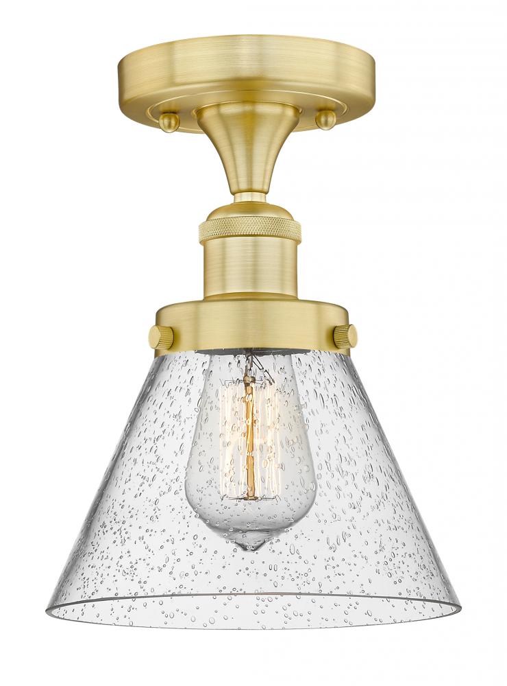 Cone - 1 Light - 8 inch - Satin Gold - Semi-Flush Mount