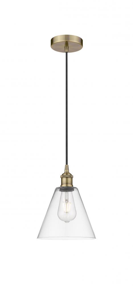 Berkshire - 1 Light - 8 inch - Antique Brass - Cord hung - Mini Pendant