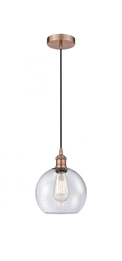 Athens - 1 Light - 8 inch - Antique Copper - Cord hung - Mini Pendant