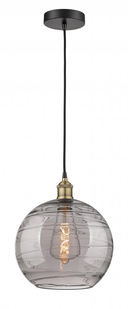 Athens Deco Swirl - 1 Light - 12 inch - Black Antique Brass - Cord hung - Mini Pendant