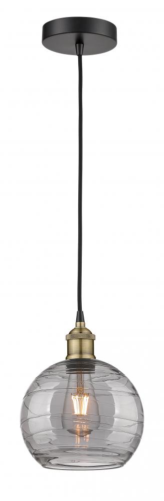 Athens Deco Swirl - 1 Light - 8 inch - Black Antique Brass - Cord hung - Mini Pendant