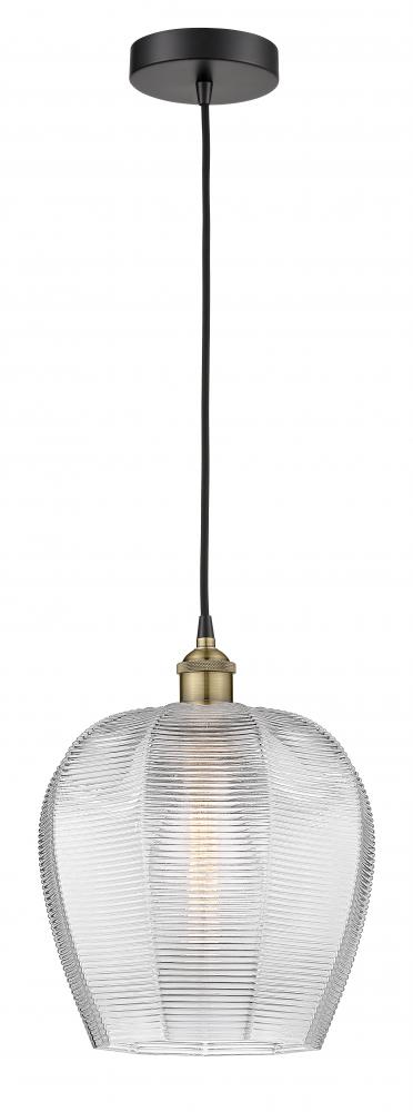 Norfolk - 1 Light - 12 inch - Black Antique Brass - Cord hung - Mini Pendant