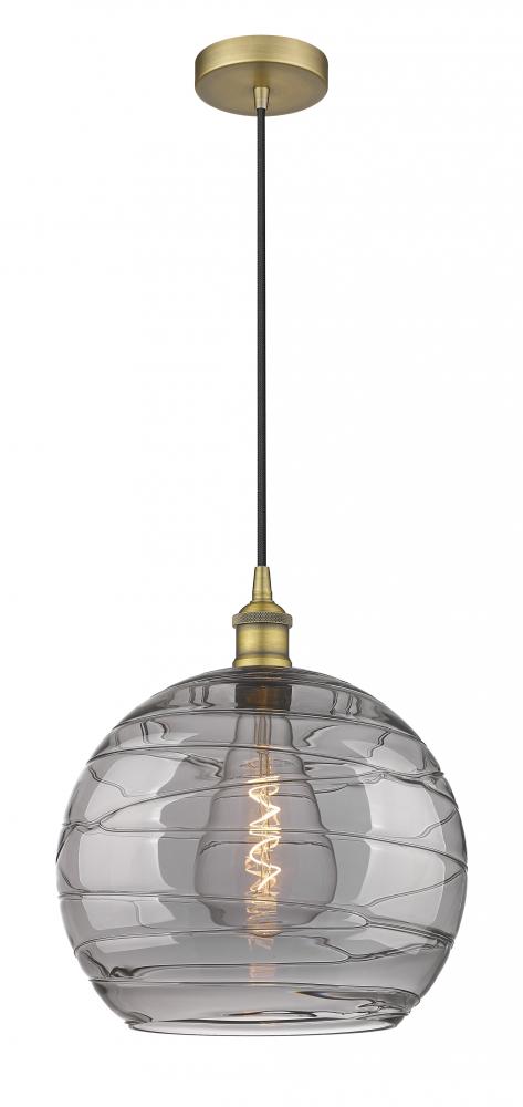 Athens Deco Swirl - 1 Light - 14 inch - Brushed Brass - Cord hung - Pendant