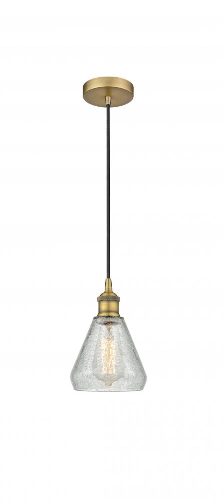 Conesus - 1 Light - 6 inch - Brushed Brass - Cord hung - Mini Pendant