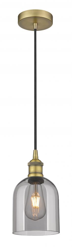 Bella - 1 Light - 6 inch - Brushed Brass - Cord hung - Mini Pendant