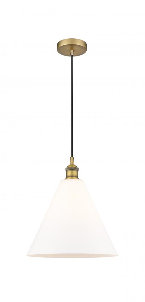 Berkshire - 1 Light - 12 inch - Brushed Brass - Cord hung - Mini Pendant