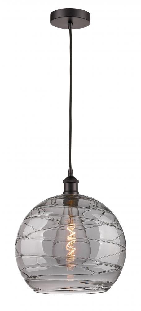 Athens Deco Swirl - 1 Light - 14 inch - Oil Rubbed Bronze - Cord hung - Pendant