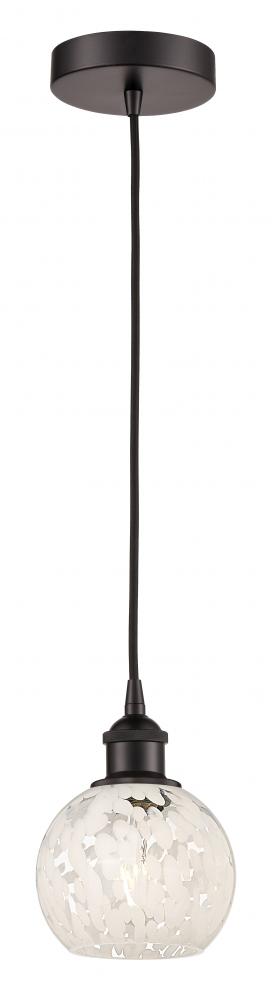 White Mouchette - 1 Light - 6 inch - Oil Rubbed Bronze - Cord Hung - Mini Pendant