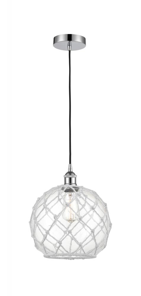 Farmhouse Rope - 1 Light - 10 inch - Polished Chrome - Cord hung - Mini Pendant