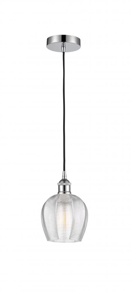 Norfolk - 1 Light - 6 inch - Polished Chrome - Cord hung - Mini Pendant