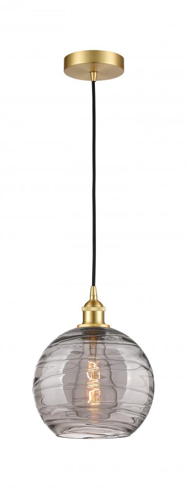 Athens Deco Swirl - 1 Light - 10 inch - Satin Gold - Cord hung - Mini Pendant