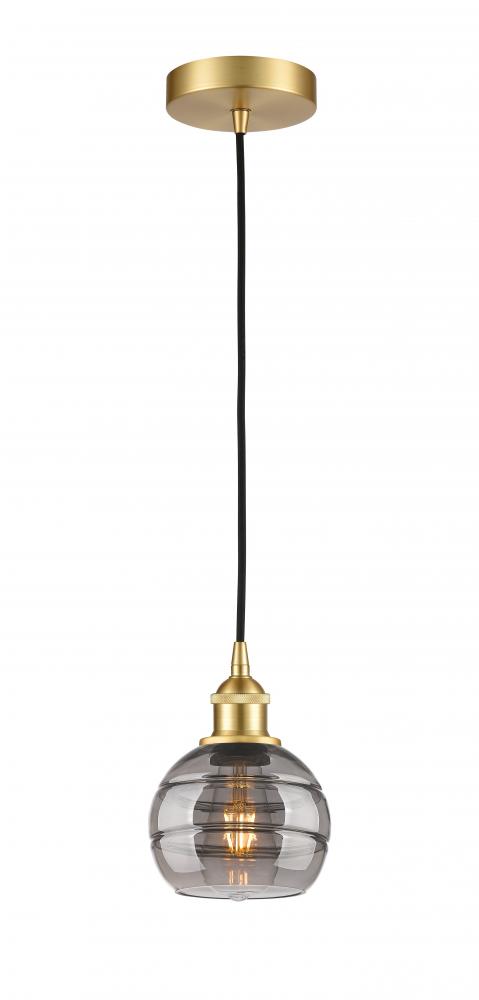 Rochester - 1 Light - 6 inch - Satin Gold - Cord hung - Mini Pendant