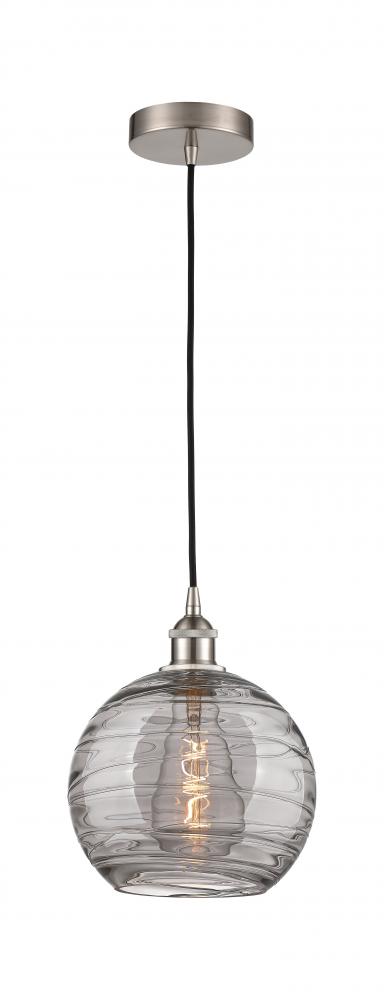 Athens Deco Swirl - 1 Light - 10 inch - Brushed Satin Nickel - Cord hung - Mini Pendant