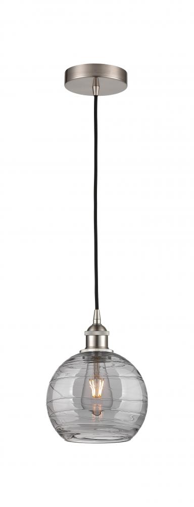 Athens Deco Swirl - 1 Light - 8 inch - Brushed Satin Nickel - Cord hung - Mini Pendant