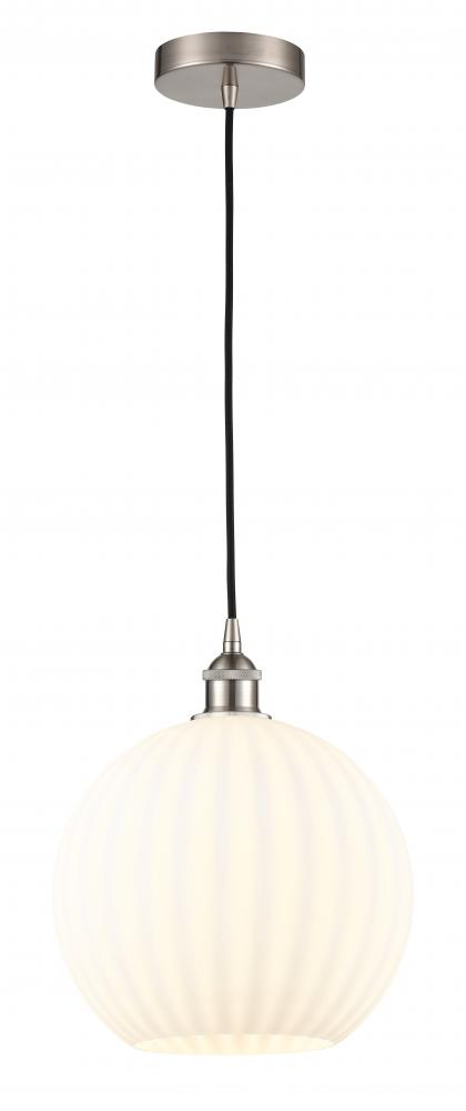 White Venetian - 1 Light - 12 inch - Brushed Satin Nickel - Cord Hung - Mini Pendant