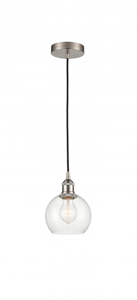 Athens - 1 Light - 6 inch - Brushed Satin Nickel - Cord hung - Mini Pendant