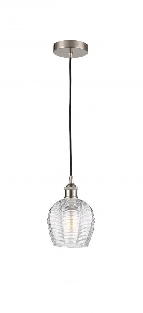 Norfolk - 1 Light - 6 inch - Brushed Satin Nickel - Cord hung - Mini Pendant