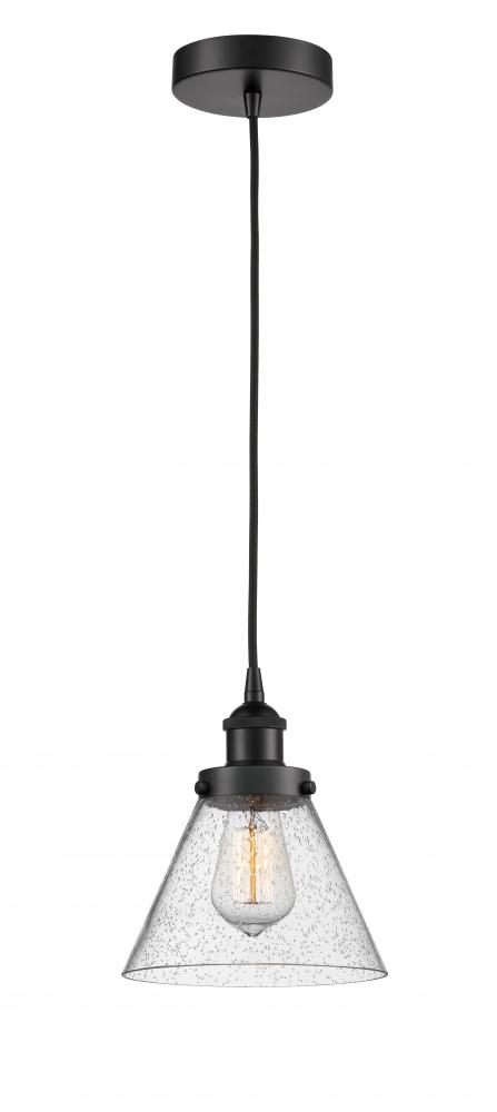 Cone - 1 Light - 8 inch - Matte Black - Cord hung - Mini Pendant