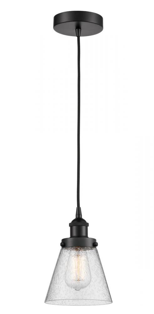 Cone - 1 Light - 6 inch - Matte Black - Cord hung - Mini Pendant