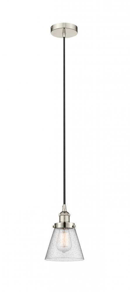 Cone - 1 Light - 6 inch - Polished Nickel - Cord hung - Mini Pendant