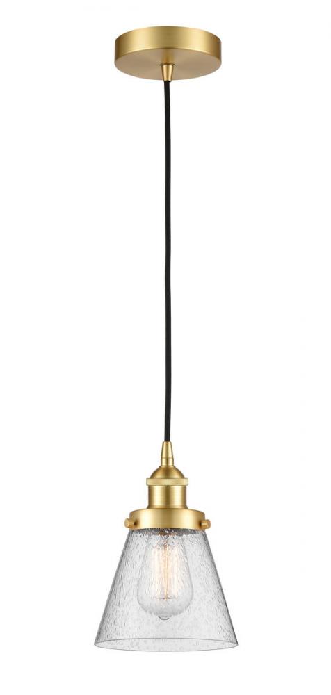 Cone - 1 Light - 6 inch - Satin Gold - Cord hung - Mini Pendant