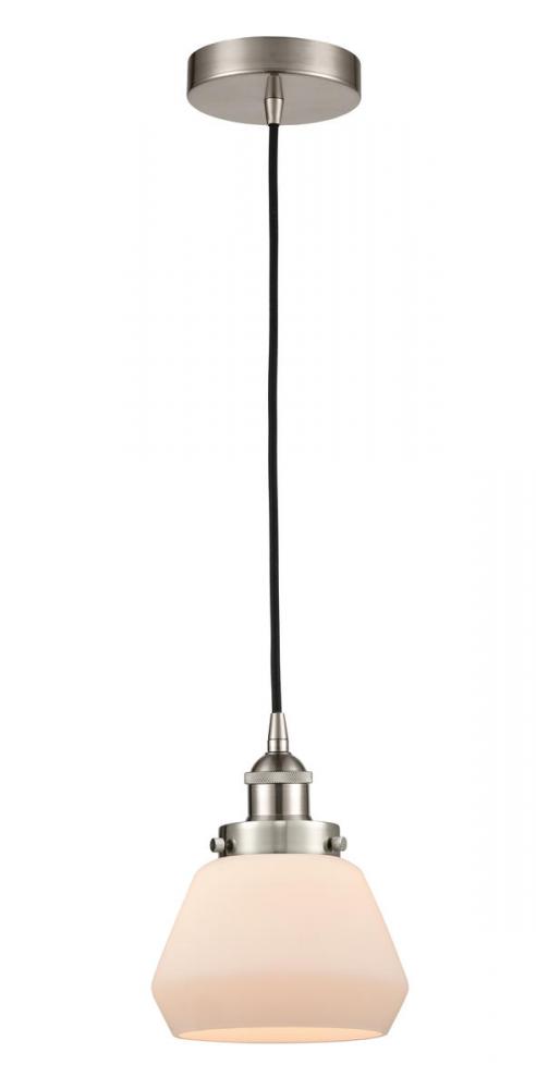 Fulton - 1 Light - 7 inch - Brushed Satin Nickel - Cord hung - Mini Pendant