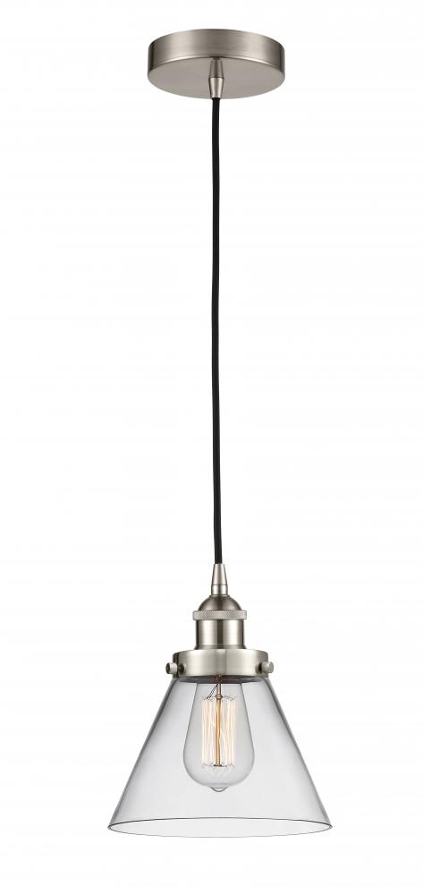 Cone - 1 Light - 8 inch - Brushed Satin Nickel - Cord hung - Mini Pendant