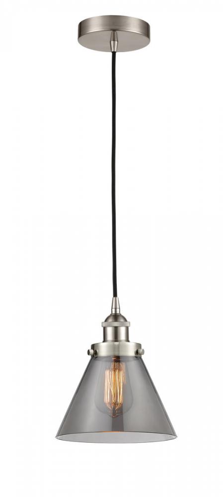 Cone - 1 Light - 8 inch - Brushed Satin Nickel - Cord hung - Mini Pendant