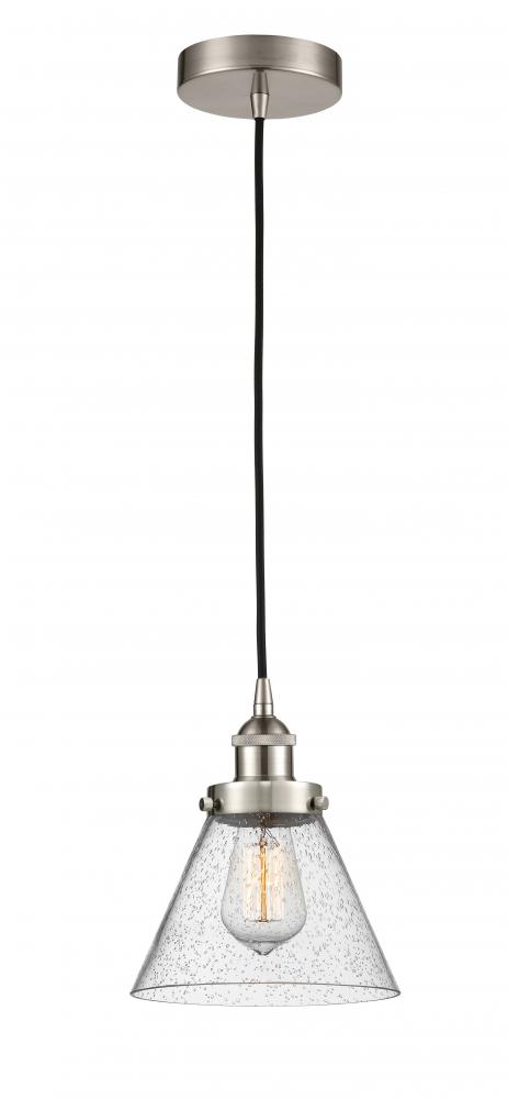 Cone - 1 Light - 8 inch - Brushed Satin Nickel - Cord hung - Mini Pendant