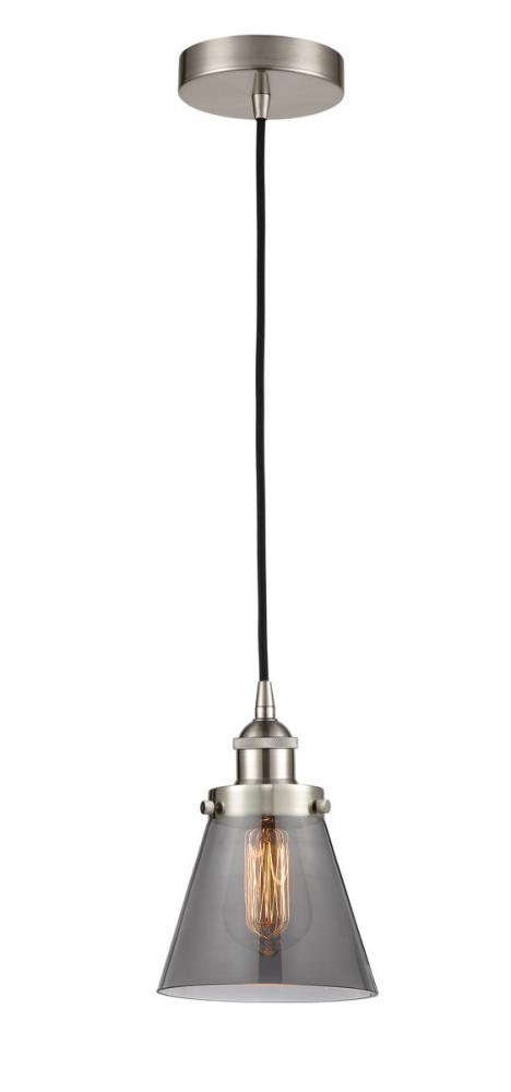 Cone - 1 Light - 6 inch - Brushed Satin Nickel - Cord hung - Mini Pendant