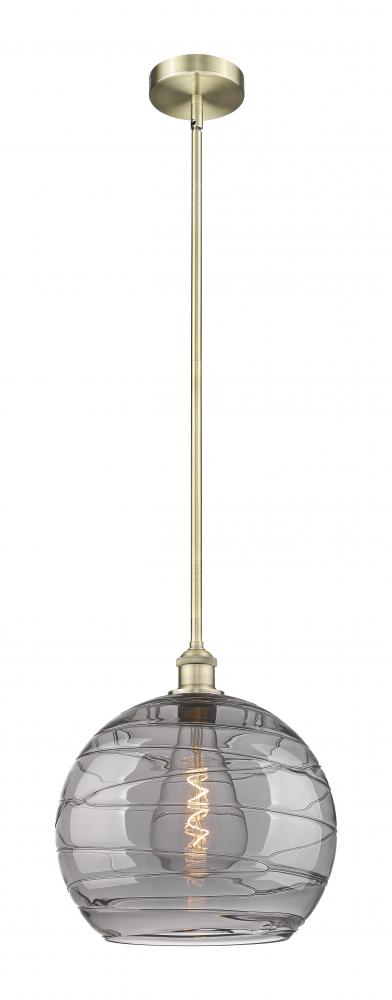 Athens Deco Swirl - 1 Light - 14 inch - Antique Brass - Cord hung - Pendant