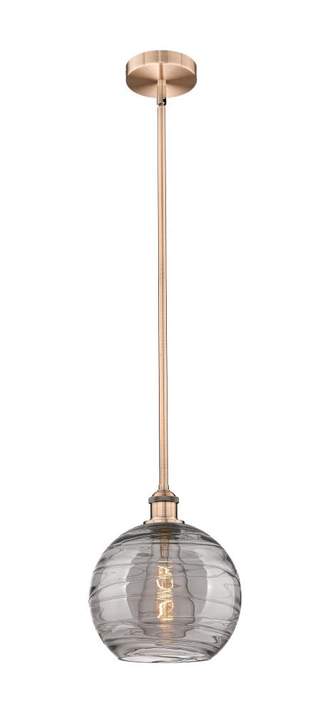 Athens Deco Swirl - 1 Light - 10 inch - Antique Copper - Cord hung - Mini Pendant