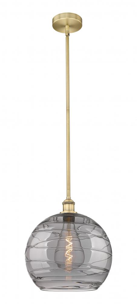 Athens Deco Swirl - 1 Light - 14 inch - Brushed Brass - Cord hung - Pendant