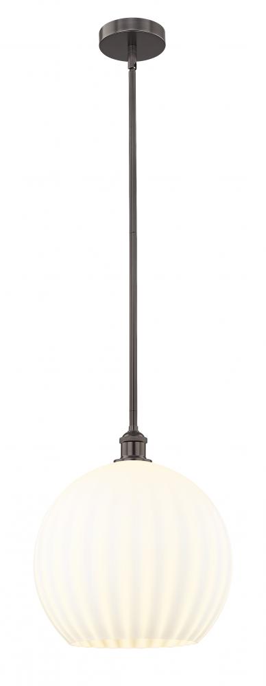 White Venetian - 1 Light - 14 inch - Oil Rubbed Bronze - Stem Hung - Pendant