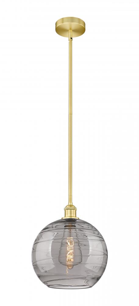 Athens Deco Swirl - 1 Light - 12 inch - Satin Gold - Cord hung - Mini Pendant